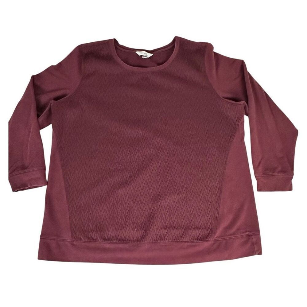 CJ Banks Burgundy Quilted Chevron Sweatshirt size 1X
